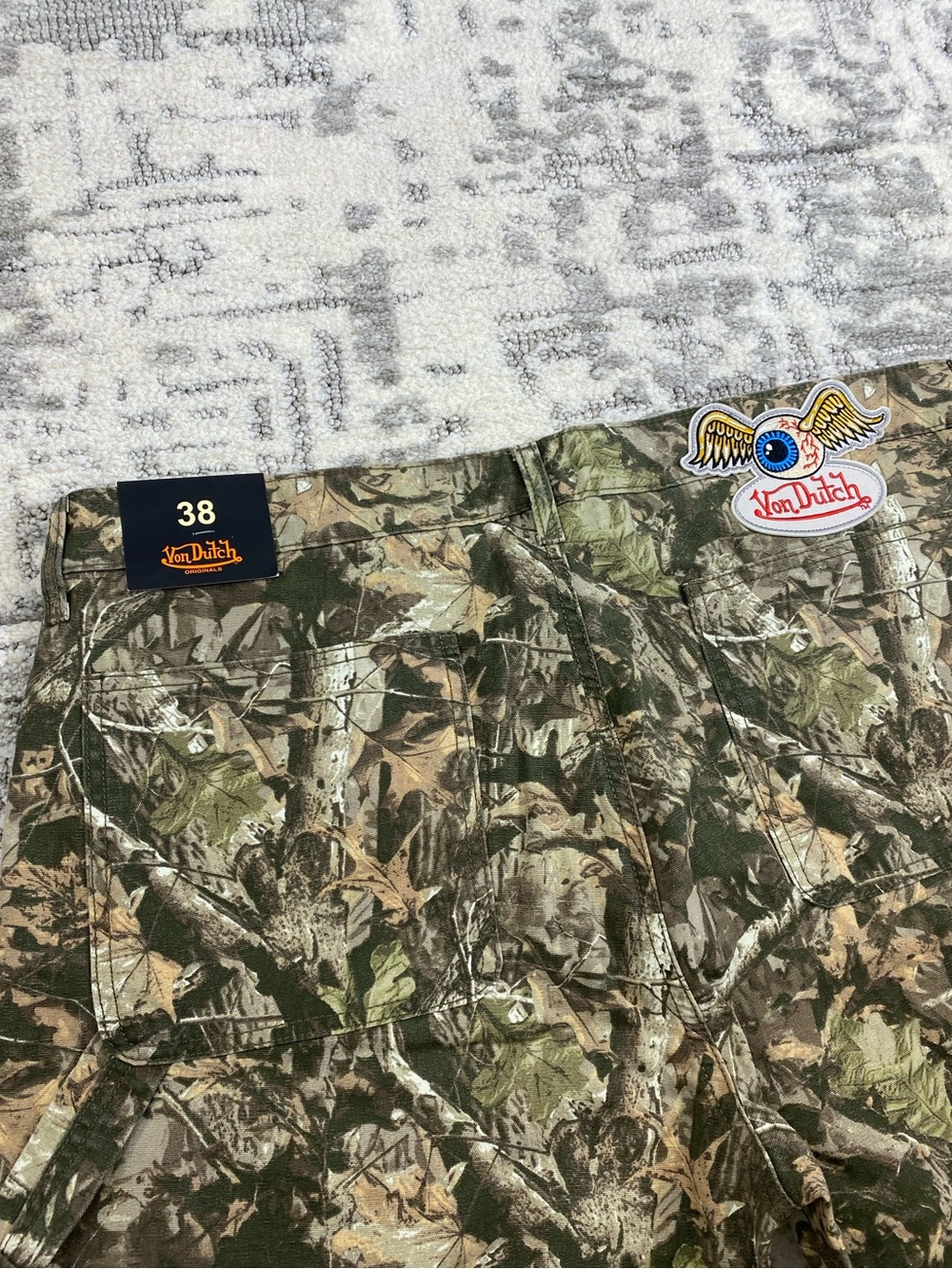 Von Dutch Camo Double Knee Carpenter Baggy Pants - Deadstock - Picture 4 of 12